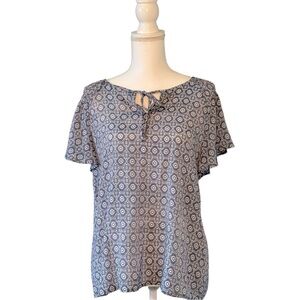 COMO BLACK‎ Blue and White Patterned Top Size Small